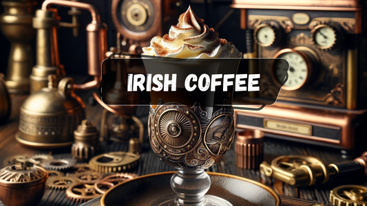 Tasse de café de style steampunk contenant un irish coffee